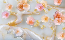 玉雕花朵小清新樱花梨花背景墙