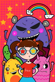 蒸汽波怪兽女孩插画