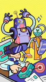 蒸汽波科技机器人插画图片