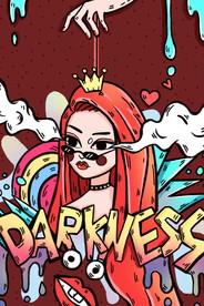 蒸汽波色彩美女插画海报