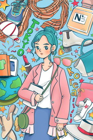 时尚元气少女插画