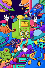 蒸汽波科技插画图片