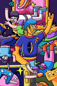 蒸汽波科技插画图片