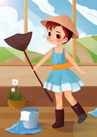 打扫卫生插画