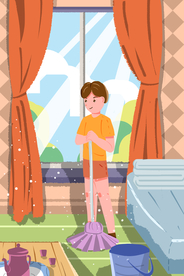 打扫卫生插画