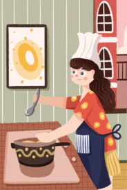 做饭插画