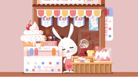 兔子甜点日式手绘插画