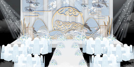 水墨新中国风婚礼设计背景