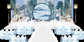 水墨新中国风婚礼设计背景