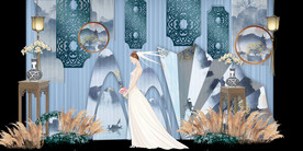 水墨新中国风婚礼设计背景