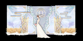 水墨新中国风婚礼设计背景