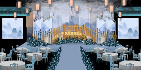 水墨新中国风婚礼设计背景