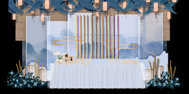 水墨新中国风婚礼设计背景