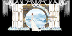 水墨新中国风婚礼设计背景