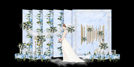 水墨新中国风婚礼设计背景