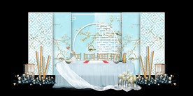 水墨新中国风婚礼设计背景