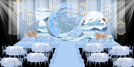 水墨新中国风婚礼设计背景