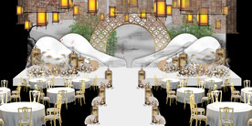 水墨新中国风婚礼设计背景