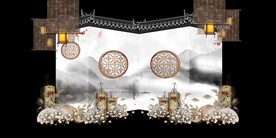 水墨新中国风婚礼设计背景