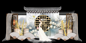 水墨新中国风婚礼设计背景