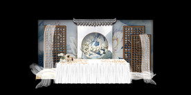 水墨新中国风婚礼设计背景