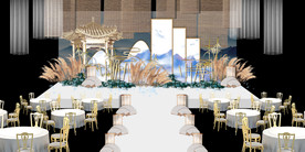 水墨新中国风婚礼设计背景