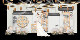 水墨新中国风婚礼设计背景