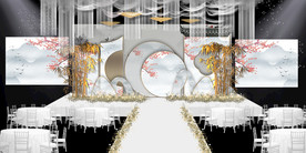 水墨新中国风婚礼设计背景