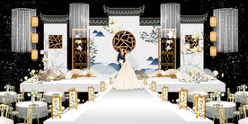 水墨新中国风婚礼设计背景