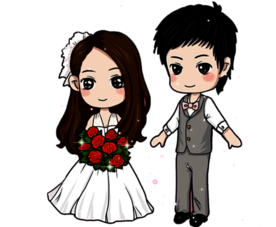 卡通新郎新娘