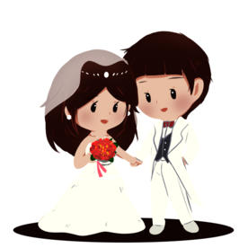 卡通新郎新娘