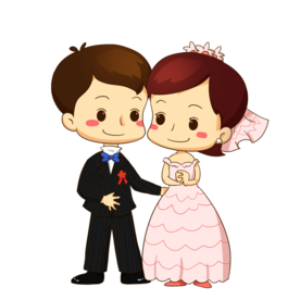 卡通新郎新娘