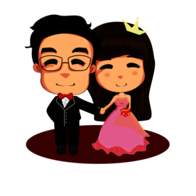 卡通新郎新娘