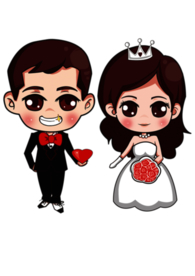 卡通新郎新娘