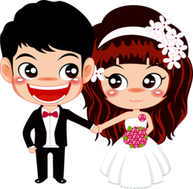 卡通新郎新娘
