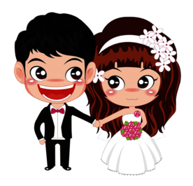 卡通新郎新娘