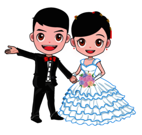 卡通新郎新娘