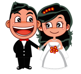 卡通新郎新娘
