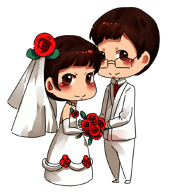 卡通新郎新娘