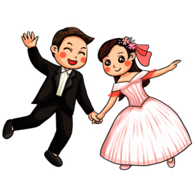 卡通新郎新娘
