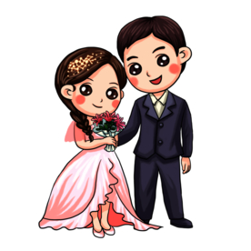 卡通新郎新娘