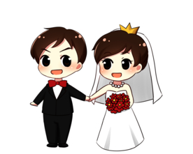 卡通新郎新娘