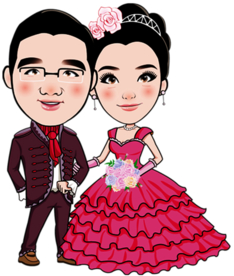 卡通新郎新娘
