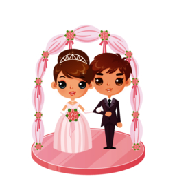 卡通新郎新娘