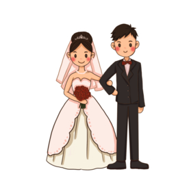 卡通新郎新娘