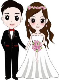 卡通新郎新娘