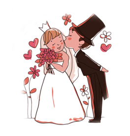 卡通新郎新娘