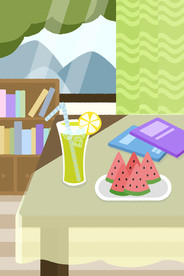 桌上西瓜饮料插画
