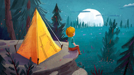 户外帐棚男孩插画