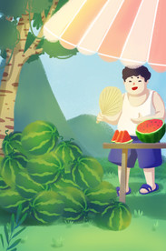夏季卖老板插画